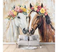 Horse Photo Wallpaper 250 x 175 CM, 3D Painting Non-Woven Mural, Bedroom Matte Wall Paper Poster, Living Room Waterproof Large Wall Murals, TV Background Wallpaper