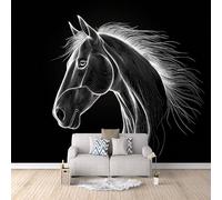 Horse Photo Wallpaper Geometric Abstract Animals Wallpaper Mural 3D Art Print, Non-Woven Wall Paper, Decoration Poster Picture Mural 500 × 280 cm / 196.8" × 110" for Living Room Bedroom