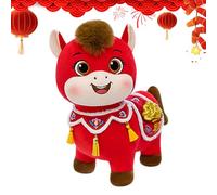 Horse Plush,7.9 Inch Cute Adorable Chinese Designed Doll - Auspicious Soft Stuffed Animals - for Boys Girls Kids Chinese New Year Party Favors Sofa Couch Home Decor