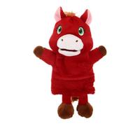 Horse Plush Doll Hand Puppet Plush Role Play Story Play Educational | Soft Plush Fingertip Movable Hand Puppets for Flamming, Sleeping, Pretend Play and Ranching Activities, Red Edition