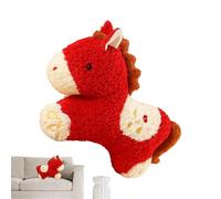 Horse Plush Doll - Scarlet Pillow | Lunar Celebration Toy | Soft Velvet Textile Comfort Craftsmanship, Equine Symbol Decorative Accent Usage Sofa Bedroom Livingroom
