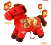 Horse Plush Toy - 6 Inch Soft Stuffed Animal | Year Of The Horse Collectible | Festive Hugging Doll For Chinese New Year Decor