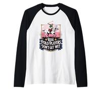 Horse Polo Real Polo Players Don't Get Wet Funny Polo Raglan Baseball Tee