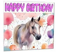 Horse Pony Birthday Card - Girls Cute Bday Card 145 x 145mm