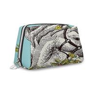 Horse Print, Makeup Bag Cosmetic Bag,Boho Style Horse Blossoms Wreath,Leather Organizer Make Up Bag Reusable Toiletry Bag,Green,M