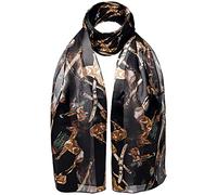 Horse Print Satin Stripe Scarf, Chain Black