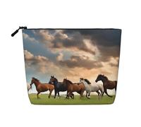 Horse Print Single Layer Linen Like Makeup Bag, Lightweight and Cute, Easy to Use
