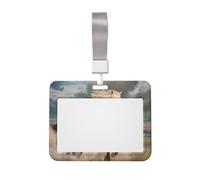 Horse Printed ID Badge Holder with Lanyard, Clear Plastic Badge Holder for Work, School, Hospital, Security - Water Resistant & Dirt Proof