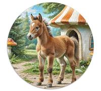Horse Puzzle 1000 Pieces Jigsaw Good Friend Partner The Horse Round Jigsaws Adults Kids Puzzles Challenging Games Creative Geometric Presents Challenging And Brainteasing (67.5x67.5cm)