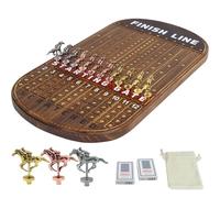 Horse Race Board Game Racing Game Solid Wood with 11 Luxurious Durable Classic Metal Horses with 4 Dice and 2 Boxes of Cards Finish Line Horse Racing Game (flame)