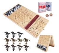 Horse Race Game, 23 inches Premium Durable Foldable Wooden Box, Board Game with 11 Retro Metal Horses, 2 Dices and 2 Playing Cards Fun Family Night Games for Adults Kids