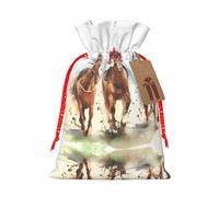 Horse Race Riding Sport Print Christmas Bags with Drawstrings, Christmas Treat Pouches, Party Favor Bags M