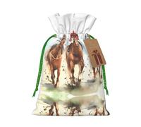 Horse Race Riding Sport Print Christmas Bags with Drawstrings, Christmas Treat Pouches, Party Favor Bags S