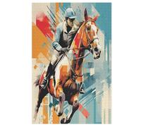 Horse Racing 1000 Piece Wooden Jigsaw Puzzle- Brain Teaser Game for Adults & Children Educational Activities Jigsaws, Clear Print - Thick & Durable Puzzles Board (78×53cm)