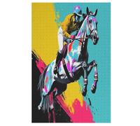 Horse Racing 1000 Pieces Wooden Jigsaw Puzzle for Adults Puzzles Brain Exercise Challenge High Difficulty Game Gift for Kids Children Jigsaws (78×53cm)