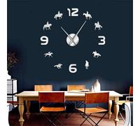 Horse Racing Acrylic Clock Kit for Wall Design,3D Frameless Wall Clock with Mirror Stickers for Living Room Decoration-S-47