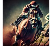 Horse Racing Art Birthday Greeting Card Design 260 - Happy Gift For Her Him Friend Mum Dad Sister Brother Animal Cute Illustrated Wildlife Premium Quality Blank Inside Envelope