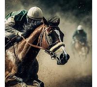 Horse Racing Art Blank Greeting Card Design 263 - Gift Idea Special Occasion Inside With Envelope Premium Unique Animal Cute Illustrated Wildlife Quality Included Uk Designed