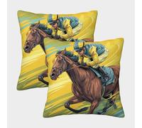Horse_racing_art-Dynamic_racing_style Pillow Covers 2 Pack Cozy Pillowcase Art Cushion Case Zippered Decorative for Sofa Living Room Bed Home 40x40cm