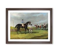 Horse Racing By John Frederick Herring Classic Painting Framed Print | A3 Walnut Framed Wall Art | Ready to Hang | Classic Animal Picture | Living Room Bedroom Lounge Office