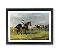 Horse Racing By John Frederick Herring Classic Painting Framed Wall Art Print, Ready to Hang Picture for Living Room Bedroom Home Office Décor, Black A2 (64 x 46 cm)
