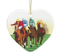 Horse Racing Cartoons Christmas Decorations Heart Shaped Xmas Hanging Ornament for Christmas Tree Party