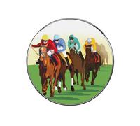 Horse Racing Cartoons Fridge Magnet Round Magnetic Refrigerator Sticker for Home Kitchen Office Decor