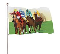 Horse Racing Cartoons Garden Flag Polyester Banner Flag Funny Yard Flag for Indoor Outdoor Decoration 24x35 in