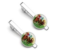 Horse Racing Cartoons Tie Clips for Men Unique Ties Bar Clip for Wedding Anniversary Business