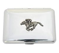 Horse Racing Cigarette Tin Chrome Plated Steel Medium or Large Free Engraving cc 187