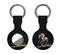 Horse Racing Compatible with Airtag Locator Silicone Protective Case with Keychain 1PCS