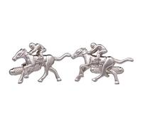Horse Racing Cufflinks - A Pair of Galloping Racehorse and Jockey Cufflinks in Cufflink Box - Silver Colour