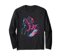 Horse Racing Derby Jockey Retro Wave Horse Rider Racer Long Sleeve T-Shirt