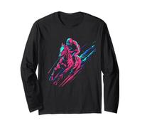 Horse Racing Derby Jockey Retro Wave Horse Rider Racer Long Sleeve T-Shirt