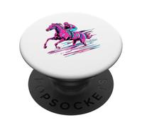 Horse Racing Derby Racer Jockey Horse Rider Retro Wave PopSockets Adhesive PopGrip