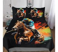 Horse Racing Duvet Cover Set Quilt Covers With Pillowcases Soft Bedding Sets 2PCs Set, for Kids Adult Bed Linen Comforter Cover Single(135x200cm)