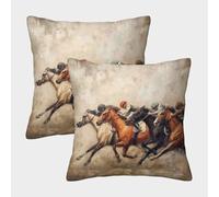 Horse Racing-Dynamic Art Style Pillow Covers 2 Pack Cozy Pillowcase Available All Seasons Cushion Case with Invisible Zipper Decorative Couch Living Room 45x45cm