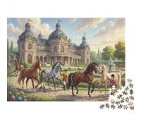 Horse Racing Estate 1000 Piece Jigsaw Puzzle,Premium Cardboard,Educational Toy,Whimsical Challenge,Great Gifts,Home Wall Decor,Adults & Kids 14+,Stress Relief 38x26cm