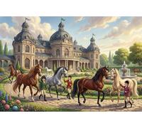 Horse Racing Estate 1000 Piece Jigsaw Puzzle,Premium Cardboard,Educational Toy,Whimsical Challenge,Great Gifts,Home Wall Decor,Adults & Kids 14+,Stress Relief 38x26cm