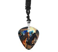 Horse Racing Game Guitar Picks Necklace Bass Pick Pendant Vintage R&B Steel Music Jewelry for Music Lovers