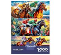 Horse Racing Jigsaw Puzzle 1000 Piece, Impossible Puzzle, Family Activity Puzzles, Challenging Toy for Adults And Kids 52x38cm/1000pcs