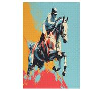 Horse Racing Jigsaw Puzzles for Kids 1000 Pieces 3d Horse Racing Wooden Puzzle Decompression Game for Adults Women Kids Girl Family Gathering Educational Game Toys (78×53cm)
