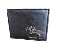 Horse Racing/Jockey Engraved Mens Leather Wallet - Personalised Gift, Available with Gift Box