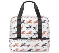 Horse Racing Jockey Sports Duffle Bag for Women Men Kirls Boys Girls 21 L Weekend Overnight Bags Wet Seperated Tote Bag for Travel Gym Yoga