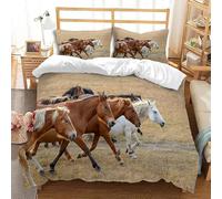 Horse Racing Junior Duvet Cover Sets Children and Adults Bedding Set 3D Print Quilt Cover 120x150 cm Soft Microfiber Lightweight with Zipper Closure and 1 Pillowcase i-812