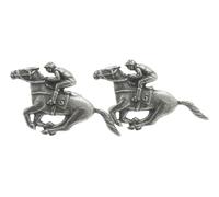 Horse Racing Pewter Cufflinks Mens Wedding Jewellery Novelty T-Bar Personalised Gift Box Option CL 187