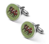 Horse Racing Shirt Cufflinks Round Cuff Links for Business Wedding Party Father's Day Gift 1.7cm