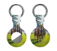 Horse Racing Sports Compatible with Airtag Locator Silicone Protective Case with Keychain 1PCS