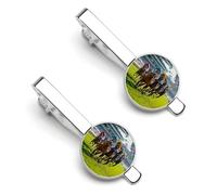Horse Racing Sports Men's Tie Clips Shirt Cufflinks Suit Accessories Classic Silver Tack Pins for Business Wedding Anniversary
