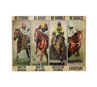 Horse Racing Tin Metal Sign Wall Decor Fun Decoration for Home Kitchen Bar Room Garage Vintage Poster Plaque 8"x 12"